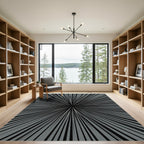 Monochromatic Radial Burst Abstract Art Rug