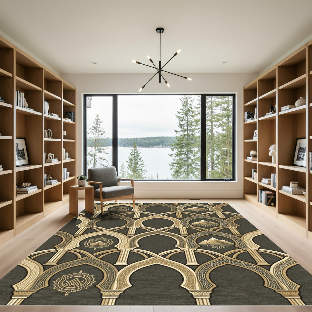 Gilded Archway Mountain Landscape Rug