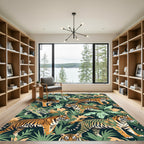 Jungle Cats Green Tiger Composition Rug