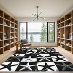 Monochrome Starfish Checkerboard Statement Rug