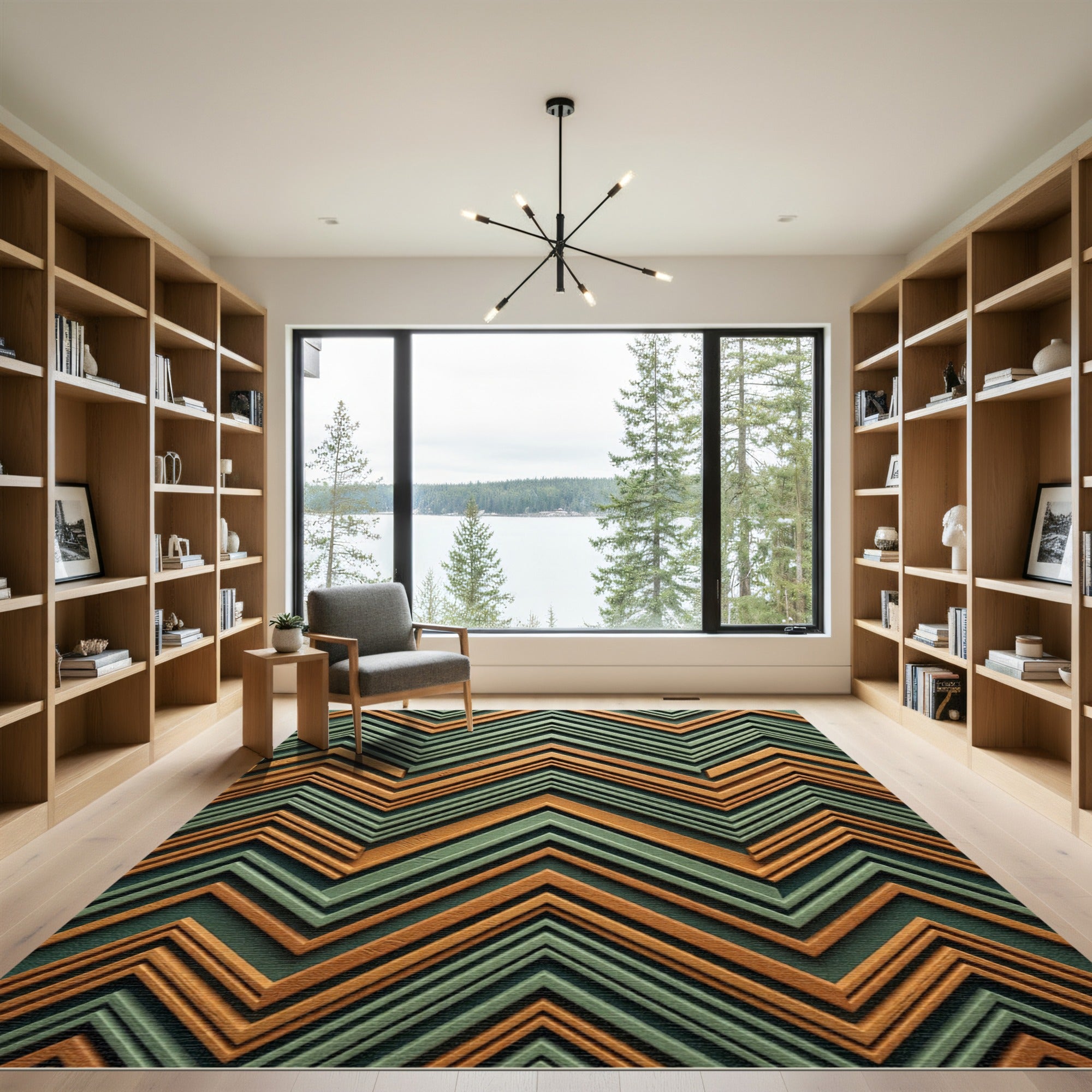 Warm Copper Teal Zigzag Rug