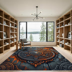 Orange Gray Mandala Sunburst Rug