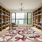 Whimsical Pink and Cream Ribbon Bows Rug