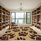 Rustic Brown Animal Paw Footprint Rug