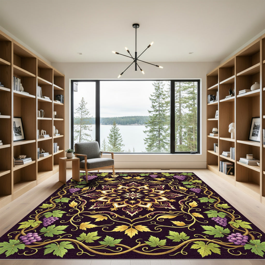 Opulent Grapevine Medallion in Deep Plum Rug