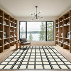 Grid Lattice Metal Window Beige Rug
