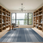 Dark Blue Grid Intersecting Lines Rug