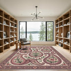 Elegant Blush Pink Floral Paisley Rug