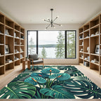 Tropical Turquoise Anthurium Leaf Collage Rug