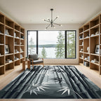 Monochromatic Bamboo Forest Foliage Rug