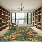 Native American Arrow Green Orange Navigational Rug