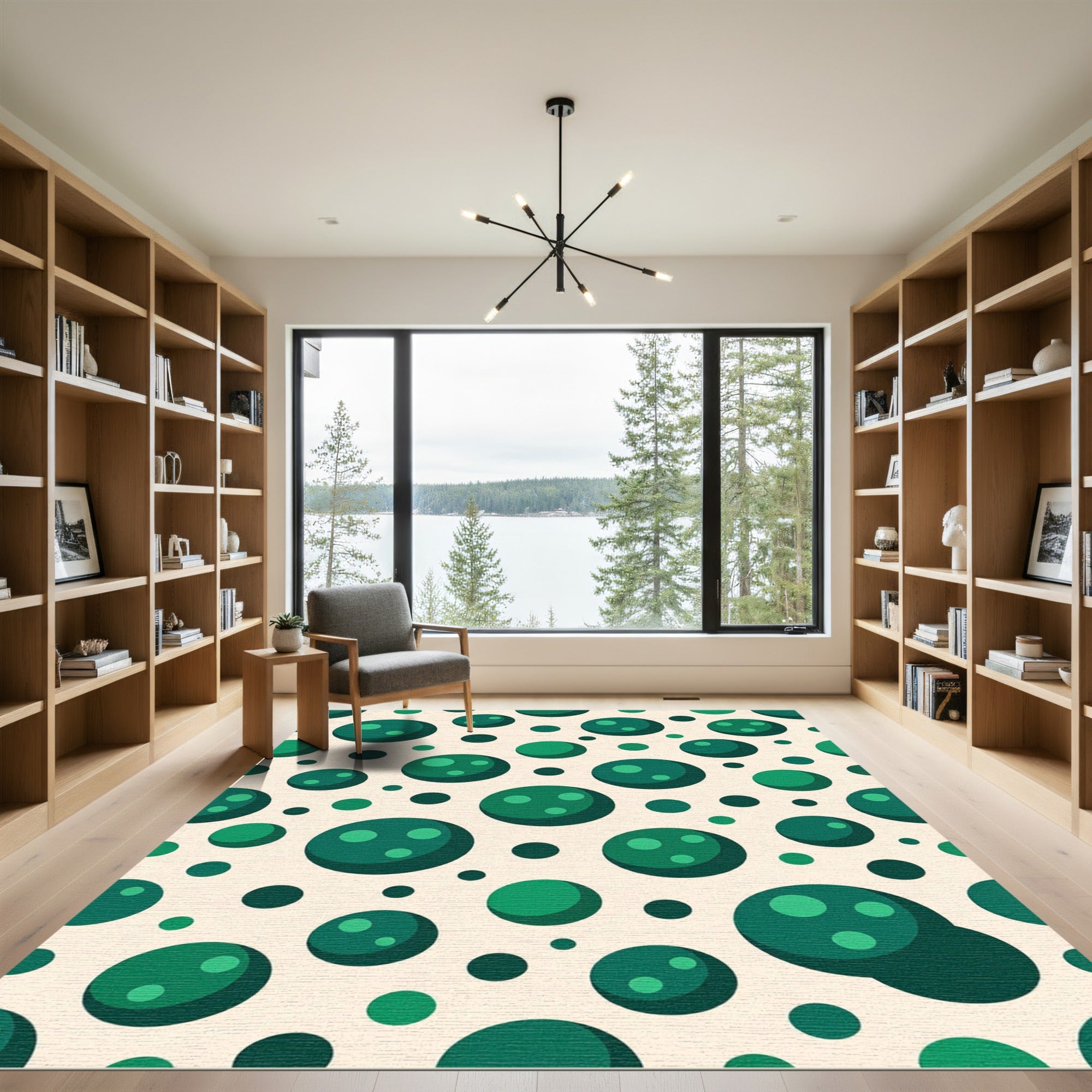 Emerald Green Polka Dot Bubbles Rug