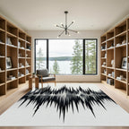 Abstract Black White Jagged Peaks Rug