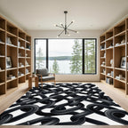 Monochrome Interlocking Industrial Chain Rug