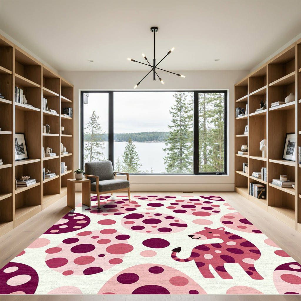 Playful Pink Spotted Giraffe Abstract Rug