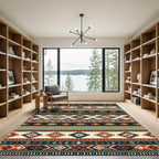 Tribal Diamond Geometric Terracotta Teal Rug