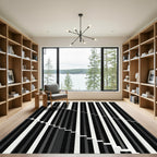 Modern Black White Staircase Stripes Rug