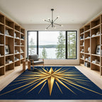 Minimalist Golden Starburst Navy Rug