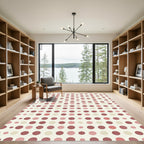Rose Pink Polka Dot Grid Rug