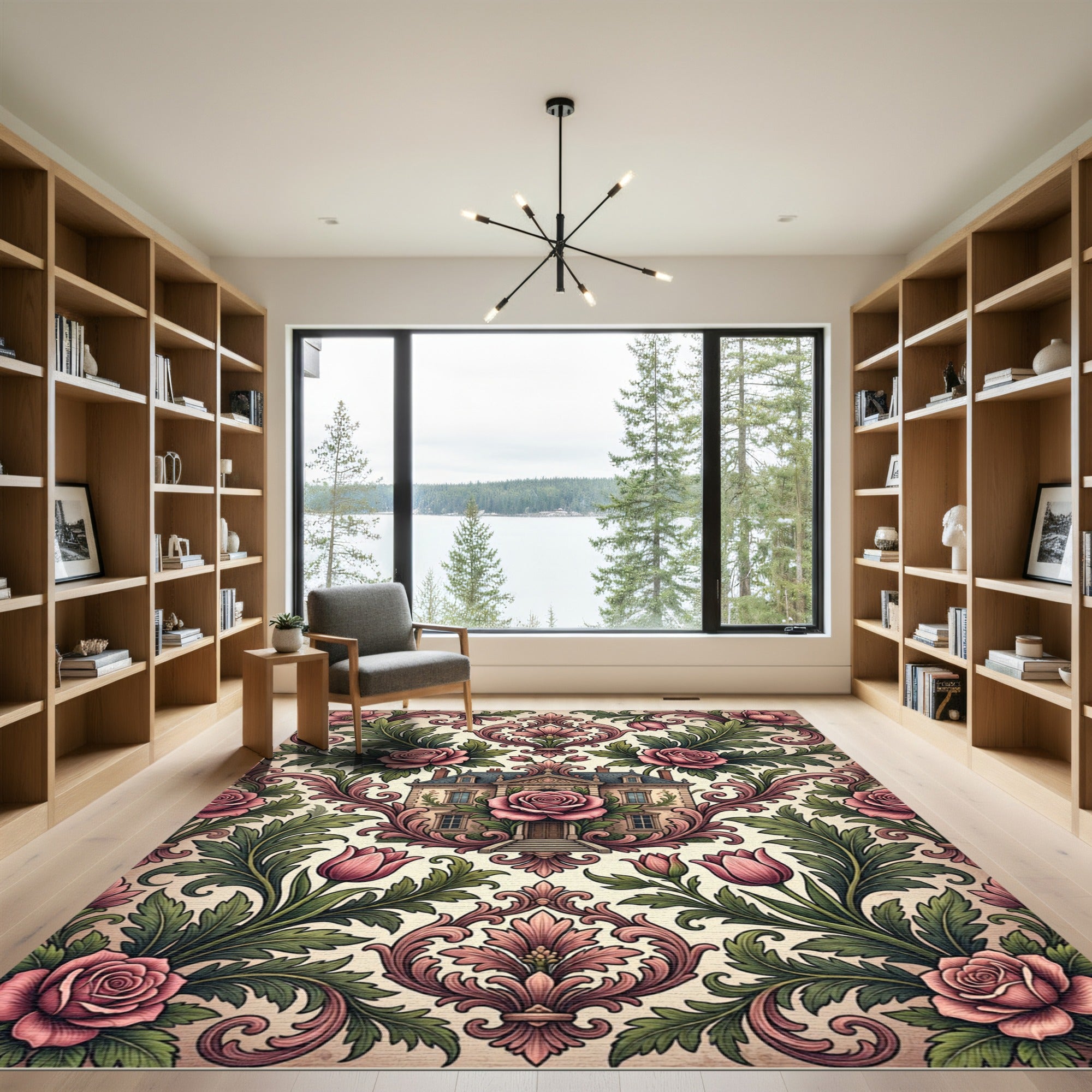Ornate Blush Rose Victorian Manor Rug