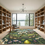 Whimsical Golden Butterfly Orchard Garden Rug
