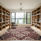 Rose Gold Quatrefoil Floral Composition Rug