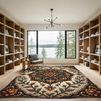 Elegant Burnt Orange Floral Medallion Rug