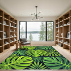 Lush Green Tropical Foliage Monstera Rug