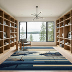 Coastal Harbor Nautical Striped seascape Rug