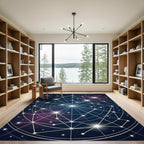 Celestial Navy Blue Constellation Geometric Rug