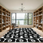 Playful Black and White Billiard Ball Rug