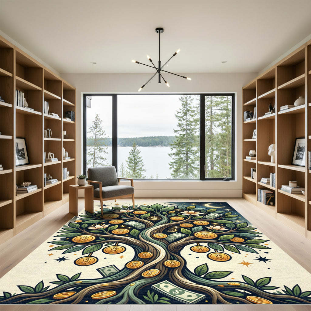 Celestial Golden Prosperity Money Tree Rug