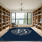 Elegant Silver Monogram Circular Emblem Rug