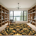 Golden Floral Baroque Damask Ornament Rug