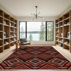 Rustic Red Diamond Geometric Zigzag Rug
