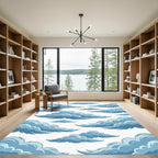 Whimsical Sky Blue Cumulus Cloud Rug