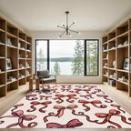 Coral Pink Ribbon Bow Array Rug