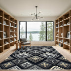 Tribal Diamond Cross Animal Relief Rug
