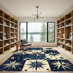 Vintage Celestial Starry Night Grid Rug
