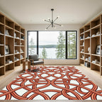Terracotta Intertwined Linear Geometric Loop Rug