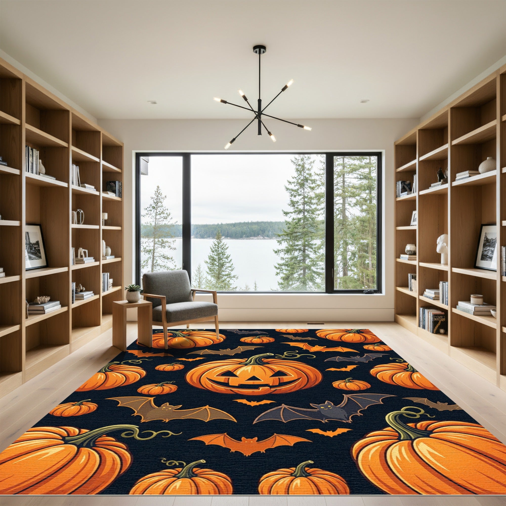 Spooky Jack O Lantern Halloween Night Rug