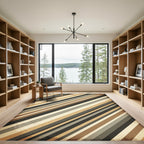 Vintage Earthy Tone Diagonal Stripe Rug