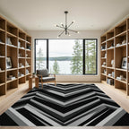 Modern Monochrome Chevron Geometric Art Rug