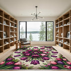 Vibrant Magenta Tulip Medallion Floral Rug