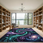 Cosmic Purple and Teal Swirling Galaxy Rug
