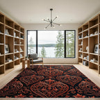 Ornate Copper Heart Filigree Background Rug