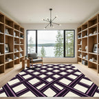 Geometric Plum Lattice Grid Rug