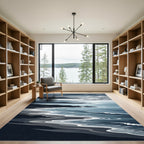 Serene Blue Coastal Wave Landscape Rug
