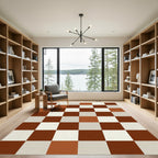 Earthy Tones Checkerboard Square Rug