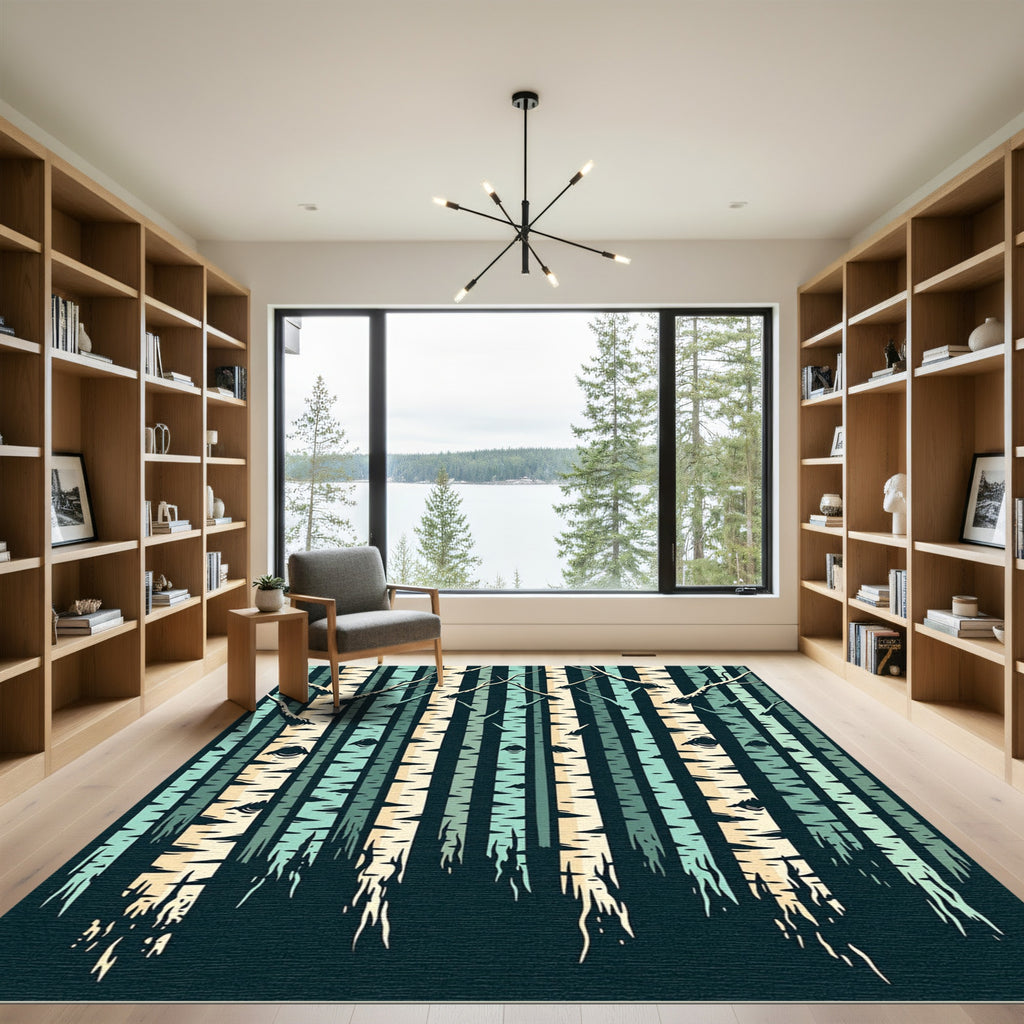 Minimalist Forest Birch Grove Rug